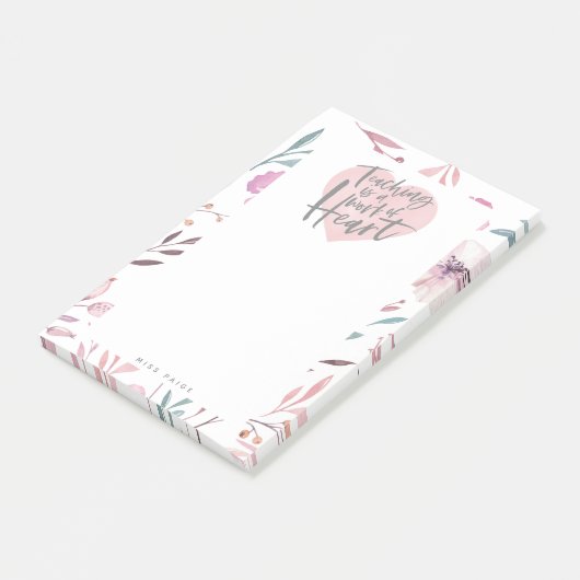 Post-it® Cadeau enseignant aquarelle coeur (Incliné)