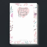 Post-it® Cadeau enseignant aquarelle coeur<br><div class="desc">Enseigner son oeuvre de coeur cadeau enseignant personnalisé. Avec écriture manuscrite,  une aquarelle rose et coeur,  design floral et espace pour leur nom. La fin d'année parfaite ou cadeau de vacances pour votre professeur préféré.</div>