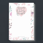 Post-it® Cadeau enseignant aquarelle coeur<br><div class="desc">Enseigner son oeuvre de coeur cadeau enseignant personnalisé. Avec écriture manuscrite,  une aquarelle rose et coeur,  design floral et espace pour leur nom. La fin d'année parfaite ou cadeau de vacances pour votre professeur préféré.</div>