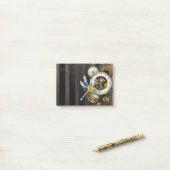 Post-it® Cadran Steampunk avec Libellule (Sur un bureau)