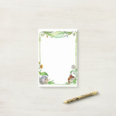 Post-it® Cadre d'aquarelle de hérisson de nature d'été (Sur un bureau)