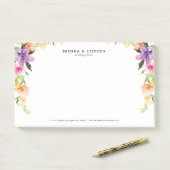 Post-it® Cadre de fleurs pastel aux aquarelles (Sur un bureau)