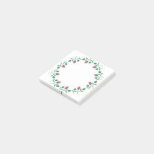 Post-it® Cadre rond fleuri avec fleurs roses