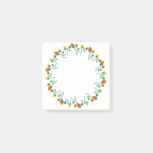 Post-it® Cadre rond floral avec fleurs de rose jaune et rou
