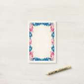 Post-it® Cadre rose et bleu Fleur Fleur Faisant (Sur un bureau)