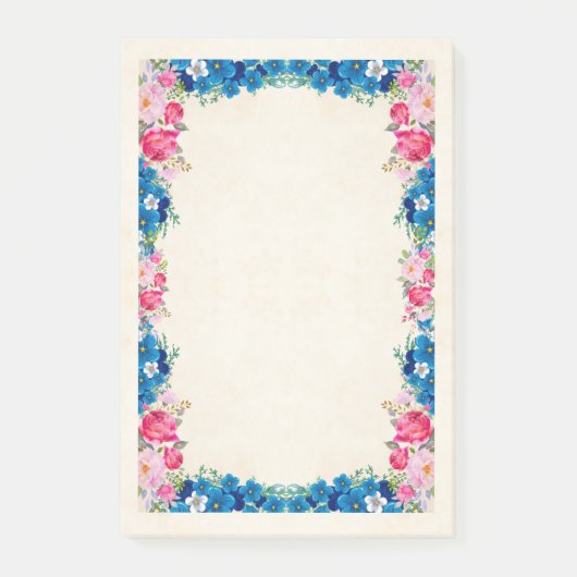 Post-it® Cadre rose et bleu Fleur Fleur Faisant (Devant)