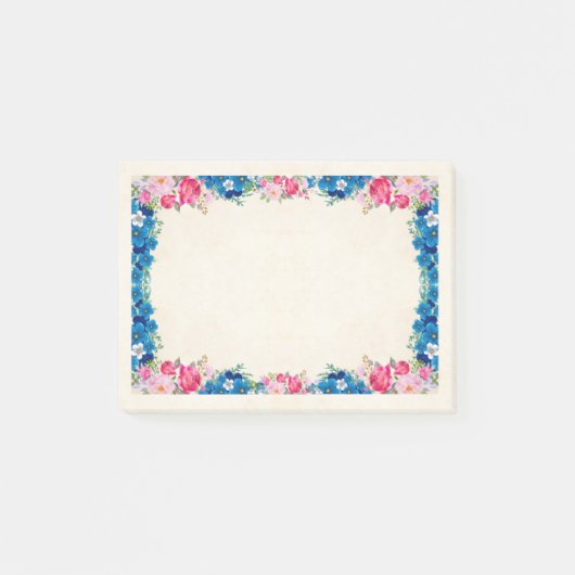Post-it® Cadre rose et bleu Fleur Fleur Faisant (Devant)