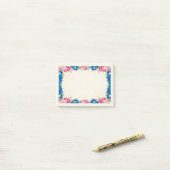 Post-it® Cadre rose et bleu Fleur Fleur Faisant (Sur un bureau)