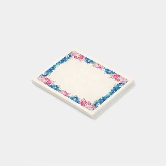 Post-it® Cadre rose et bleu Fleur Fleur Faisant (Incliné)