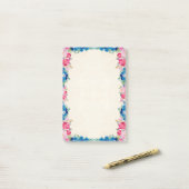 Post-it® Cadre rose et bleu Fleur Fleur Faisant (Sur un bureau)