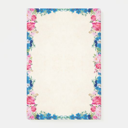 Post-it® Cadre rose et bleu Fleur Fleur Faisant (Devant)
