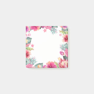 Post-it® Cadre tropical rose mignon floral et de feuillage