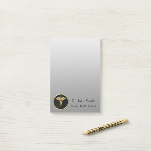 Post-it® Caducée Médicale d'or - notes de Courrier-it® (Sur un bureau)