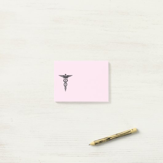 Post-it® Caducée Médicale sur le rose (Sur un bureau)