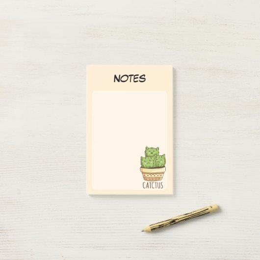 Post-it® Cahier de notes ligné avec cactus en pot botanique (Sur un bureau)