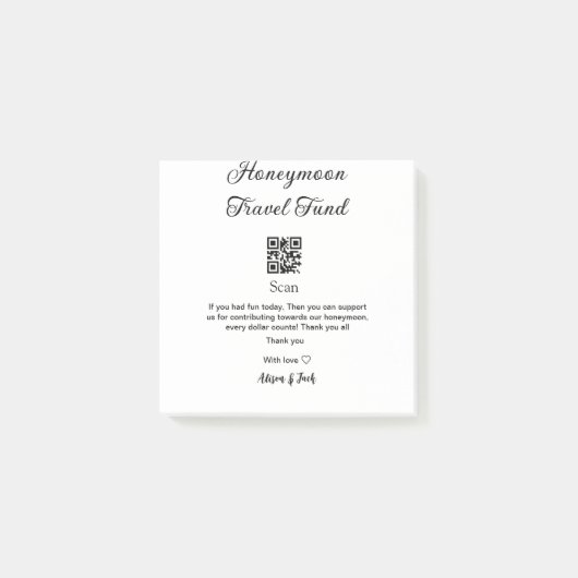 Post-it® Caisse de lune de miel scannez le code QR ajouter (Devant)