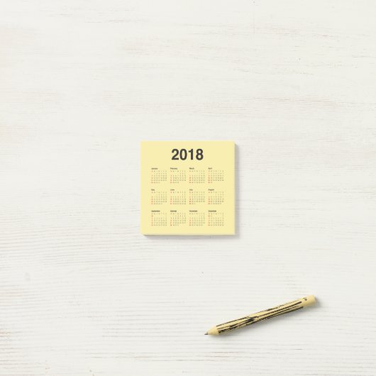 Post-it® Calendrier 2018 (Sur un bureau)