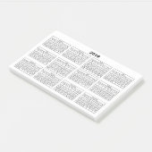 Post-it® Calendrier 2019 noir sur fond blanc (Incliné)