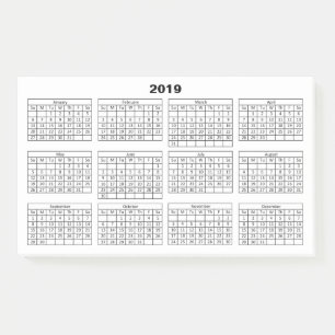 Post-it® Calendrier 2019 noir sur fond blanc