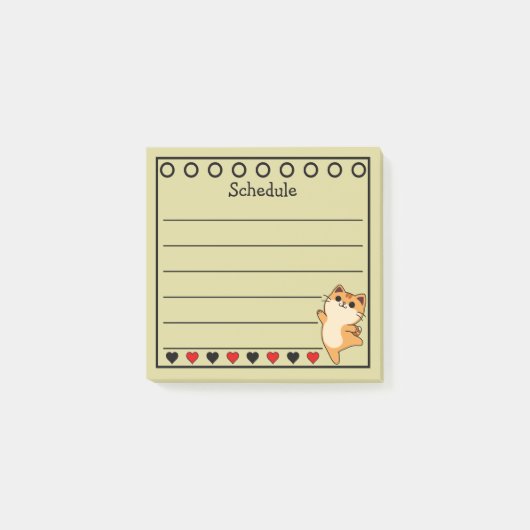Post-it® Calendrier Chat Orange Gingembre Jaune (Devant)