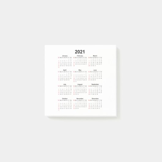 Post-it® Calendrier de l'année 2021 (Devant)
