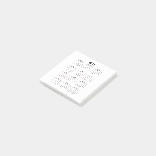 Post-it® Calendrier de l'année 2021 (Incliné)