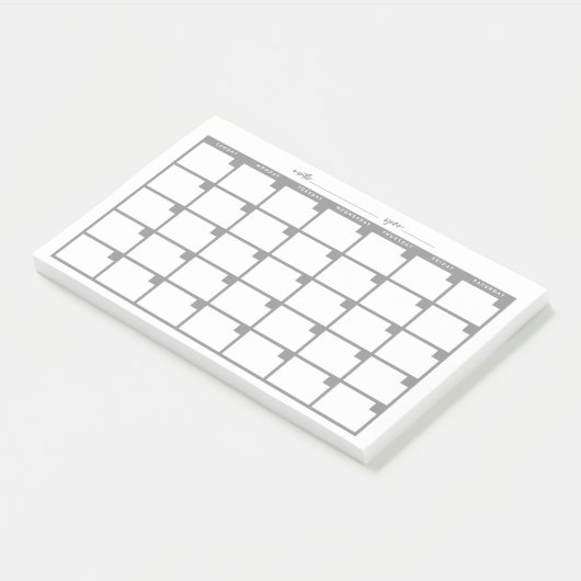 Post-it® Calendrier des notes collantes non datées - gris (Incliné)