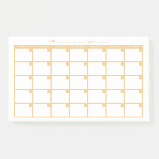 Post-it® Calendrier des notes collantes non datées - Jaune (Devant)
