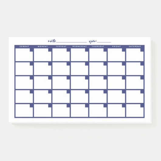 Post-it® Calendrier des notes collantes non datées - Marine (Devant)