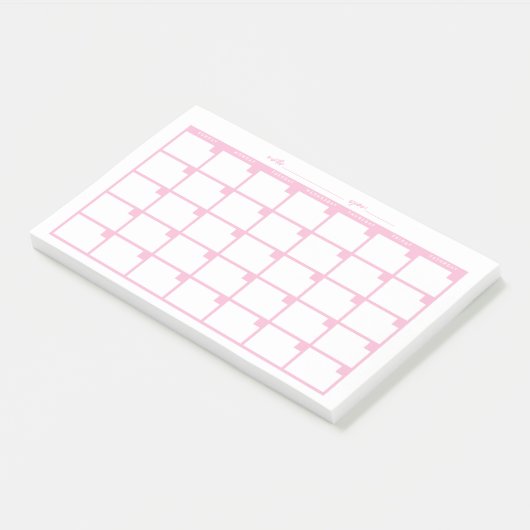Post-it® Calendrier des notes collantes non datées - rose (Incliné)