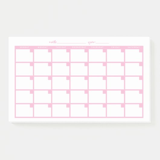 Post-it® Calendrier des notes collantes non datées - rose (Devant)