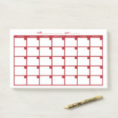 Post-it® Calendrier des notes collantes non datées - Rouge (Sur un bureau)