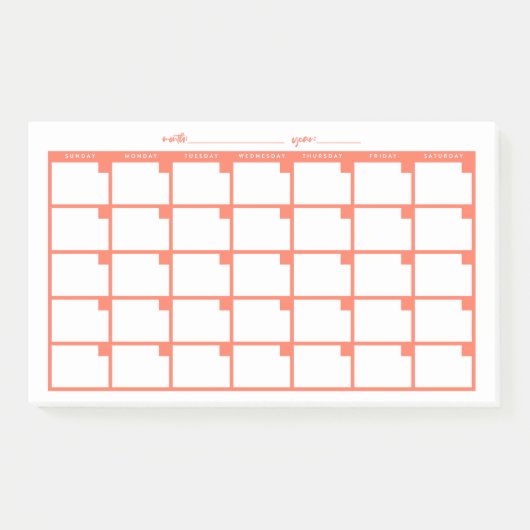 Post-it® Calendrier des notes rapides non daté - Saumon (Devant)