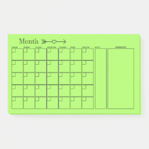 Post-it® Calendrier du planificateur mensuel vert
