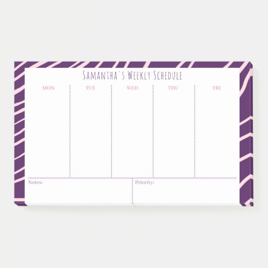 Post-it® Calendrier hebdomadaire personnalisé de classe pou (Devant)