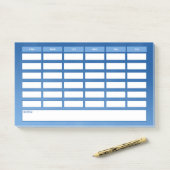 Post-it® Calendrier hebdomadaire simple Blue Ombre (Sur un bureau)