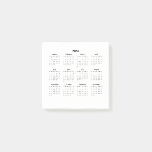 Post-it® Calendrier mensuel 2024 en blanc