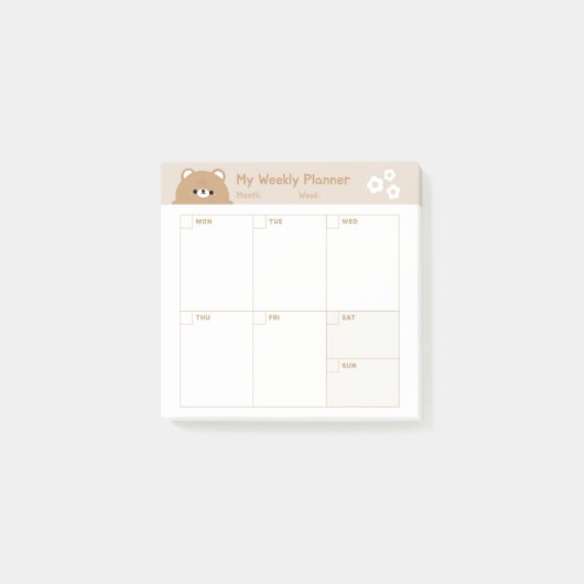 Post-it® Calendrier minimaliste hebdomadaire simple (Devant)