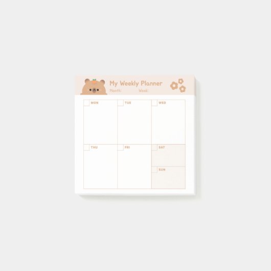 Post-it® Calendrier minimaliste hebdomadaire simple (Devant)