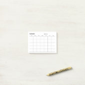 Post-it® Calendrier minimaliste mensuel simple (Sur un bureau)
