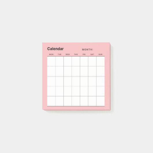 Post-it® Calendrier minimaliste mensuel simple (Devant)