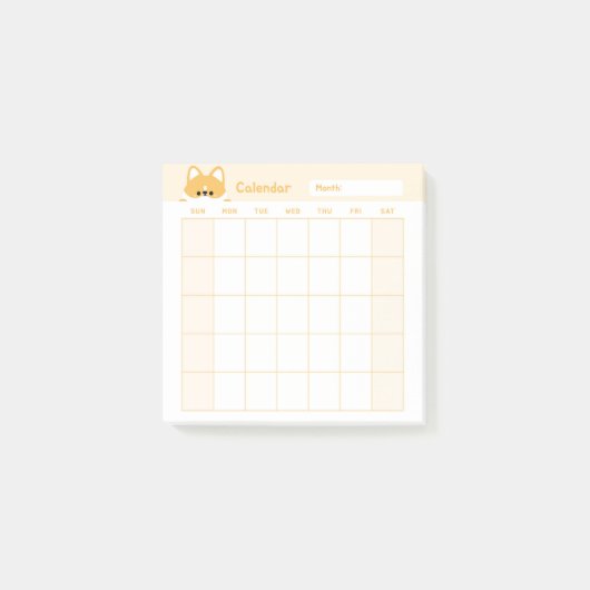 Post-it® Calendrier minimaliste mensuel simple (Devant)