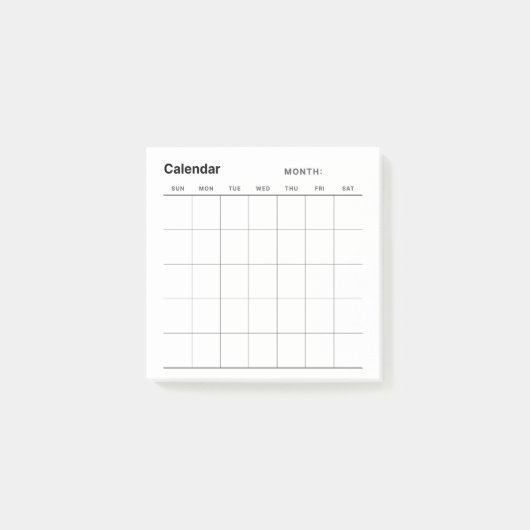 Post-it® Calendrier minimaliste mensuel simple (Devant)