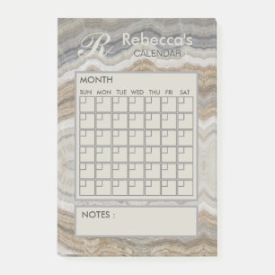 Post-it® Calendrier personnel mensuel de marbre moderne