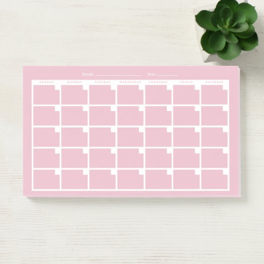 Post-it® Calendrier rose clair non daté (Bureau)