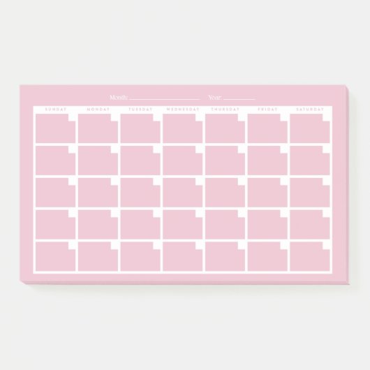 Post-it® Calendrier rose clair non daté (Devant)