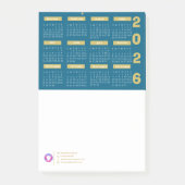 Post-it® Calendrier Société 2026 Logo & Coordonnées Turquoi (Devant)