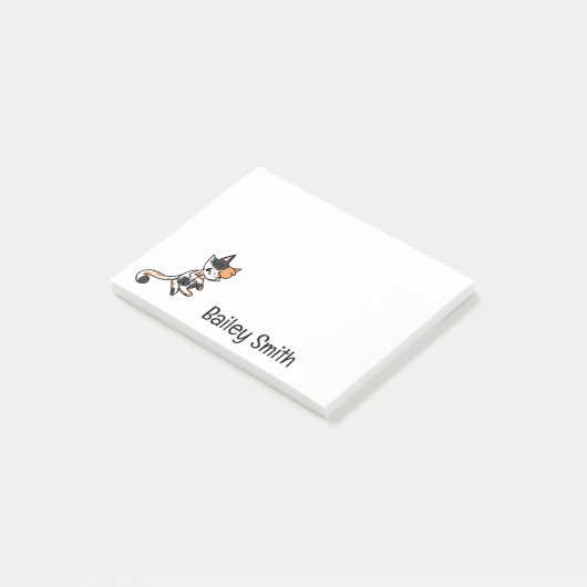 Post-it® Calico Cat Cartoon Post-It Notes (Incliné)