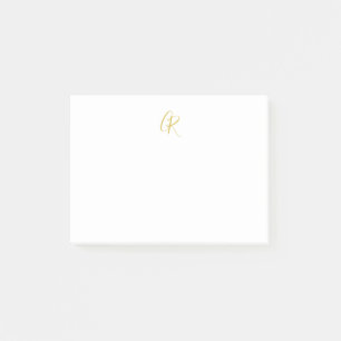 Post-it® Calligraphie couleur or monogramme moderne minimal