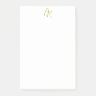 Post-it® Calligraphie couleur or monogramme moderne minimal
